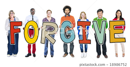 Group of People Standing Holding Forgive Letter 18986752