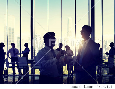 Business People Discussion Communication Cityscape Meeting Conce 18987191