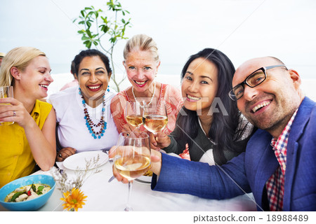 Diversity Friends Hanging out Party Dining COncept Diversity Friends Hanging out Party Dining COncept 18988489