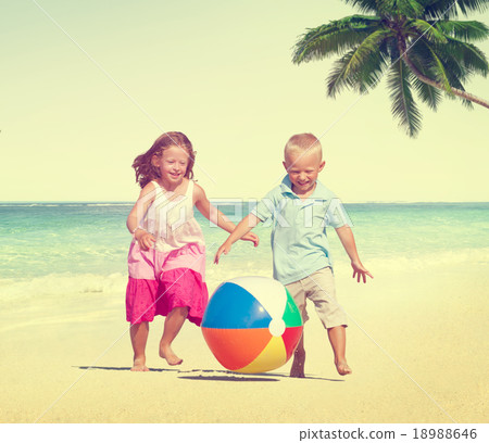 Children Playing Happiness Cheerful Beach Summer Concept Children Playing Happiness Cheerful Beach Summer Concept 18988646