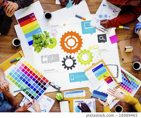 Stock Photo: Team Teamwork Cog Functionality Technology Business Concept