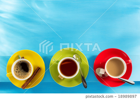 cup of coffee and tea on wood cup of coffee and tea on wood 18989897