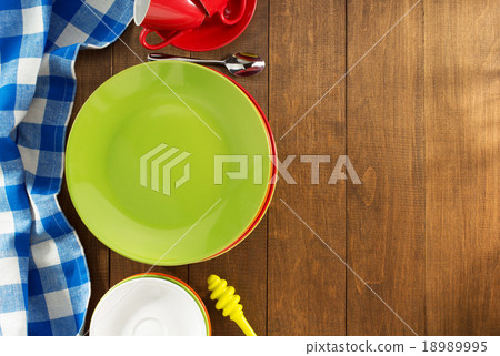 dishes set on wood dishes set on wood 18989995
