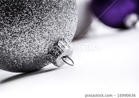 Multi colored christmas balls on white background. 18990636