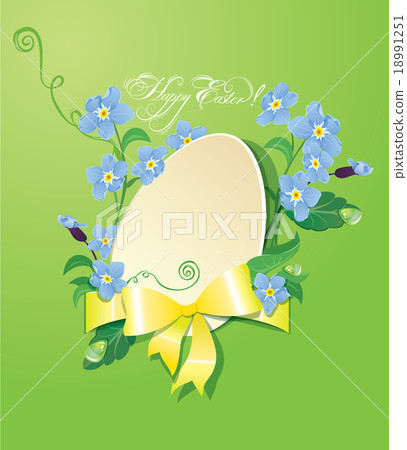 Easter greeting card with paper egg, ribbon Easter greeting card with paper egg, ribbon 18991251