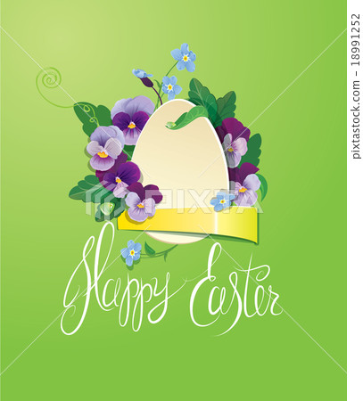 Easter greeting card with paper egg, ribbon Easter greeting card with paper egg, ribbon 18991252