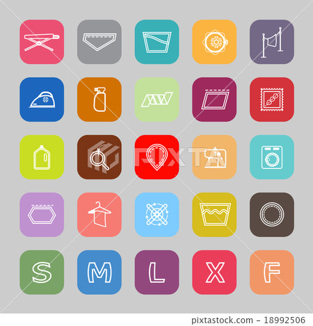 Cloth care sign line flat icons Cloth care sign line flat icons 18992506