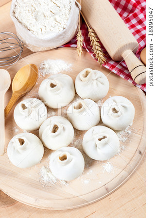 Baking ingredients for cooking manti dumplings. Baking ingredients for cooking manti dumplings. 18995047