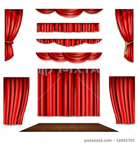 Red Curtain And Stage Icons Set 18995705