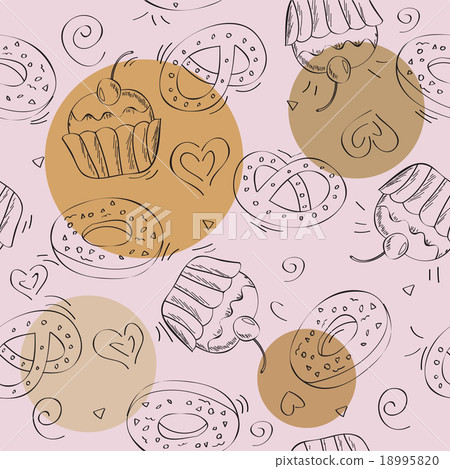 Seamless vector pattern cakes - Stock Illustration [18995820] - PIXTA
