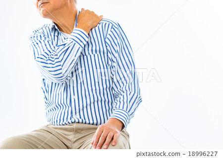 Neck stiffness neck muscle pain shoulder stiff male physical condition health related grandfather grandfather senior senior generation 18996227