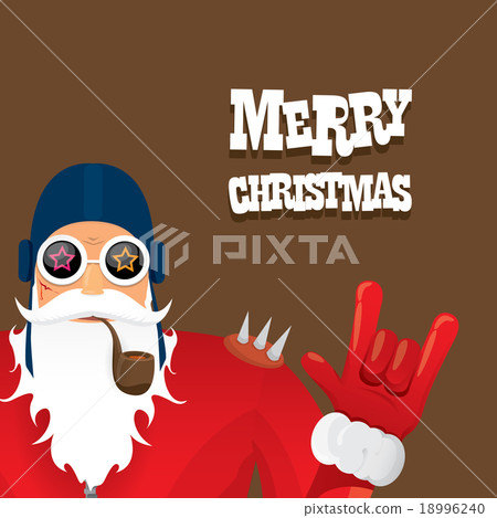 vector biker santa claus with smoking pipe. 18996240
