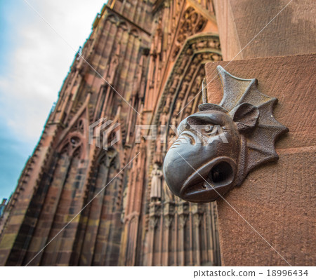 Sculpture of gargoyle, Strasbourg, France 18996434