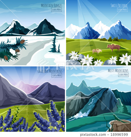 插圖素材: mountain landscapes set