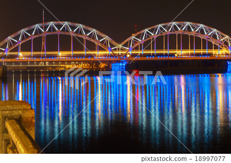 Railway Bridge at night, Riga, Latvia Railway Bridge at night, Riga, Latvia 18997077