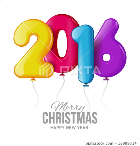 Happy new 2016 year. Realistic 3D balls  18999514