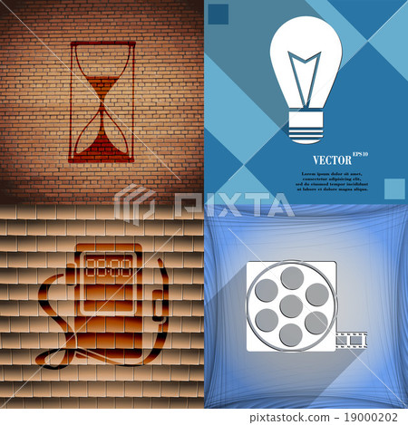 Set of abstract backgrounds with different web ico 19000202