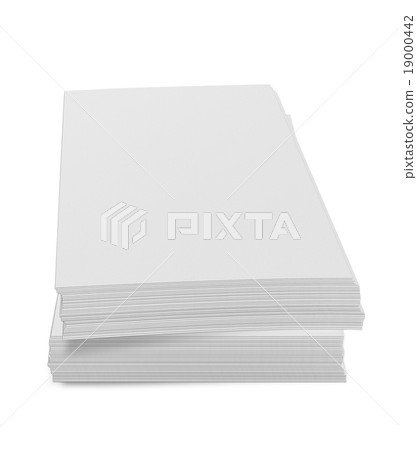 close up of stack of papers on white background 19000442