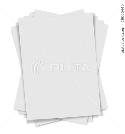 close up stack of papers on white background close up stack of papers on white background 19000449