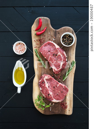 Raw fresh meat Ribeye steak entrecote and Raw fresh meat Ribeye steak entrecote and 19000487
