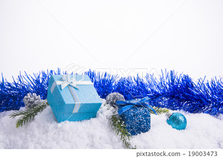 Christmas decorations on snow  19003473