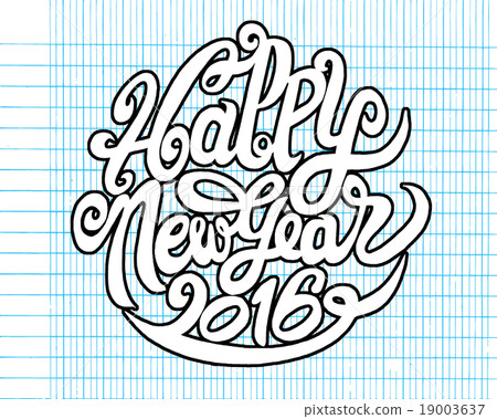 Hand drawing Doodle of happy new year Hand drawing Doodle of happy new year 19003637