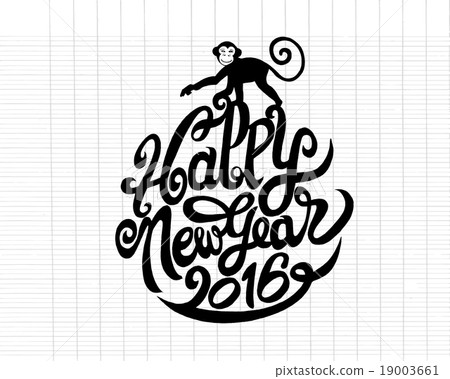 Hand drawing Doodle of happy new year Hand drawing Doodle of happy new year 19003661