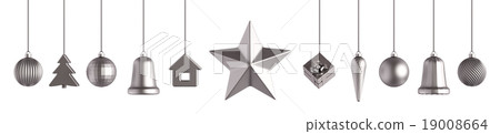 Silver christmas baubles isolated 3d rendering Silver christmas baubles isolated 3d rendering 19008664