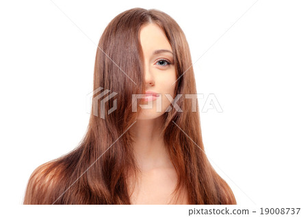 Beautiful girl with long brown hair 19008737