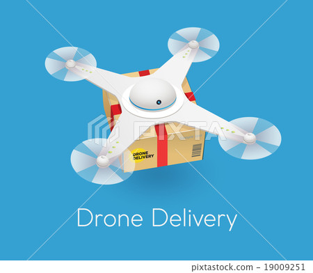 Remote air white modern drone with a box 19009251