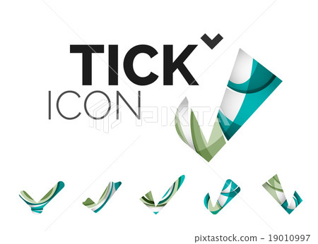 Set of abstract OK and tick icons, business Set of abstract OK and tick icons, business 19010997