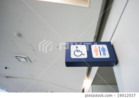 Signs indicate that a toilet for the disabled 19012037