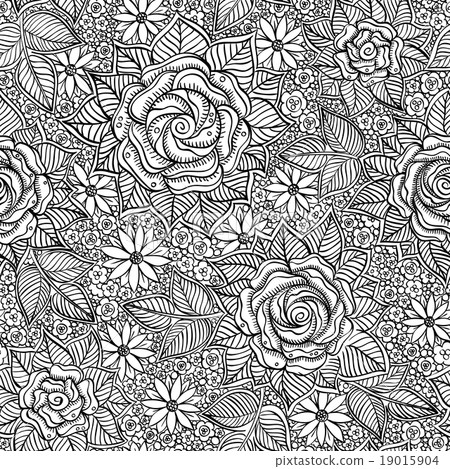 vector seamless black and white floral pattern vector seamless black and white floral pattern 19015904
