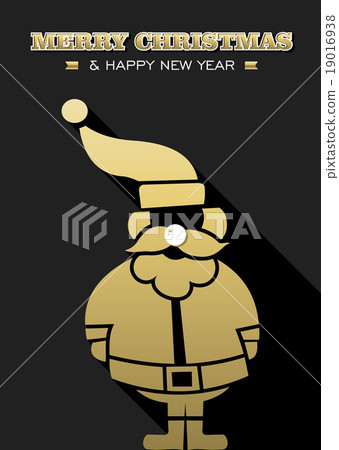 Merry christmas new year golden santa silhouette 19016938