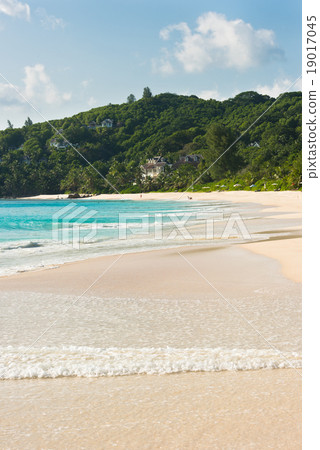 Tropical beach at Mahe island Seychelles Tropical beach at Mahe island Seychelles 19017045