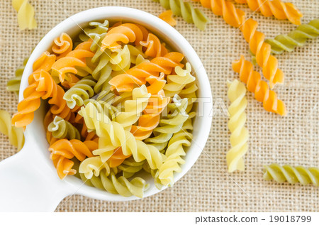 Three kinds of raw pasta. Three kinds of raw pasta. 19018799