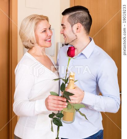 Smiling son and senior mother Smiling son and senior mother 19019233