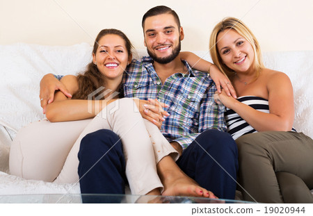 Two charming girls with boyfriend 19020944