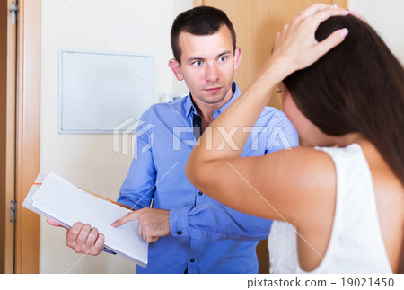 Collector asking householder for money Collector asking householder for money 19021450