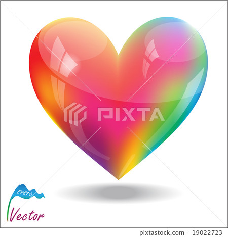 abstract 3D glossy rainbow heart isolated  19022723