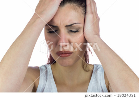 Close-up of stressed woman suffering from headache Close-up of stressed woman suffering from headache 19024351