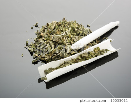 Handmade cigarette on gray background Handmade cigarette on gray background 19035011