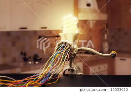 Mincing machine is grinding up a lamp Mincing machine is grinding up a lamp 19035020