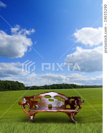 Wooden throne in meadow Wooden throne in meadow 19035290