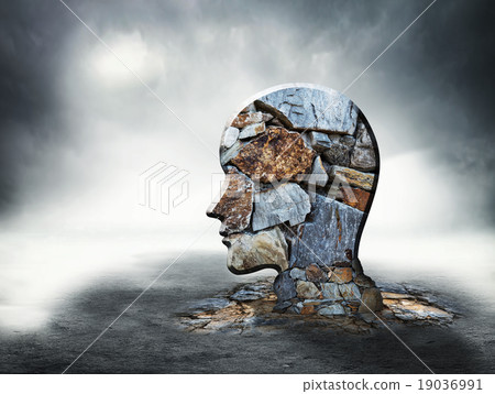 Brick silhouette of human head 19036991