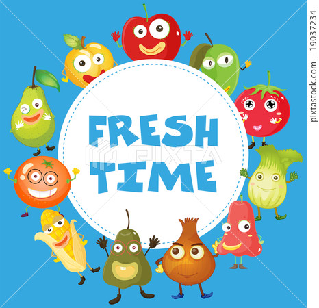Fruits and vegetables with face Fruits and vegetables with face 19037234