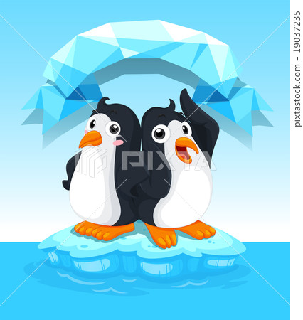 Cute penguins standing on ice Cute penguins standing on ice 19037235