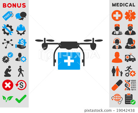 Medical Drone Shipment Icon 19042438