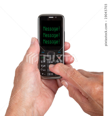 Hands of senior woman with a mobile phone 19043703