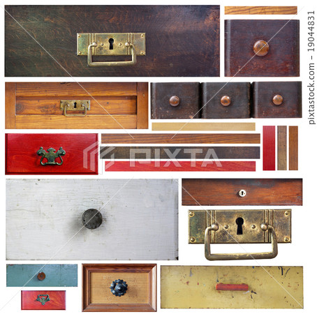 Old drawers, wooden strips and escutcheons Old drawers, wooden strips and escutcheons 19044831